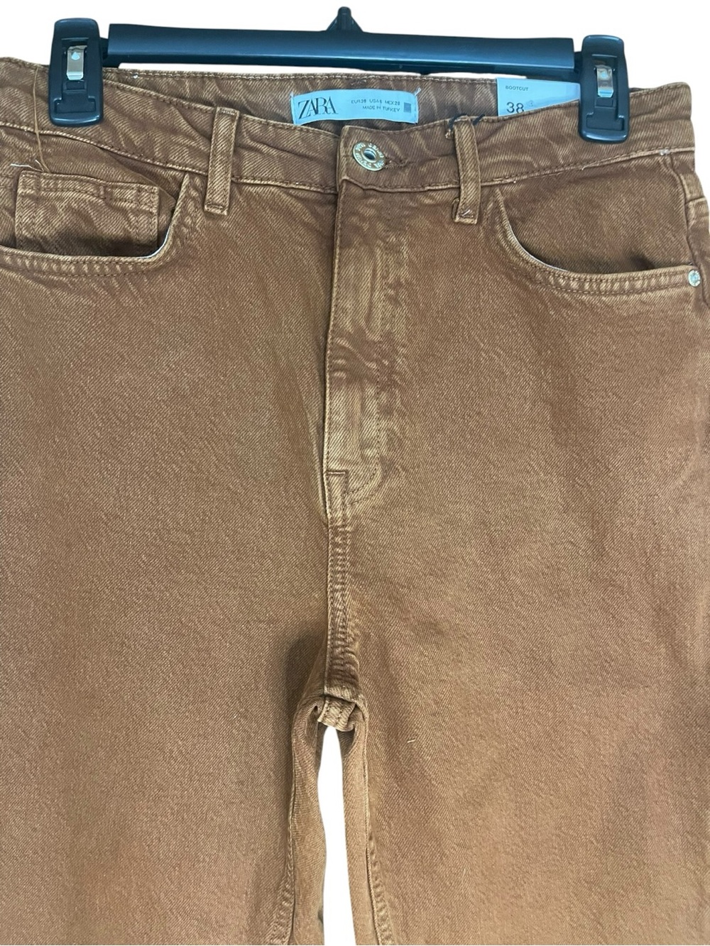 Zara Bootcut Straight Leg Jeans Brown - Picture 2 of 16